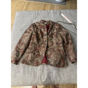 Coldwater Creek Womens Multicolor All Over Paisley Blazer Jacket Size 12